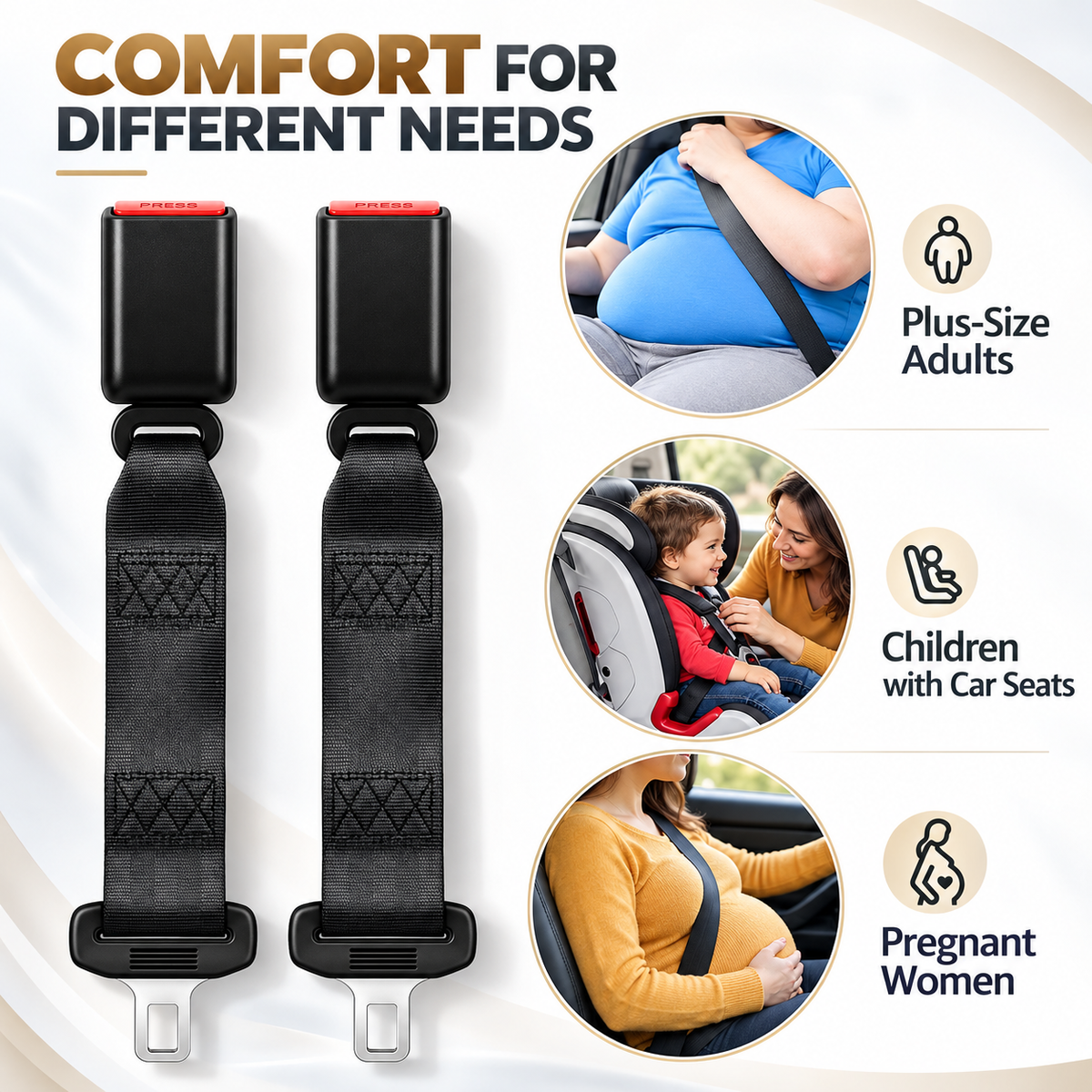 2Pcs 14.2-Inch Car Seat Belt Extender