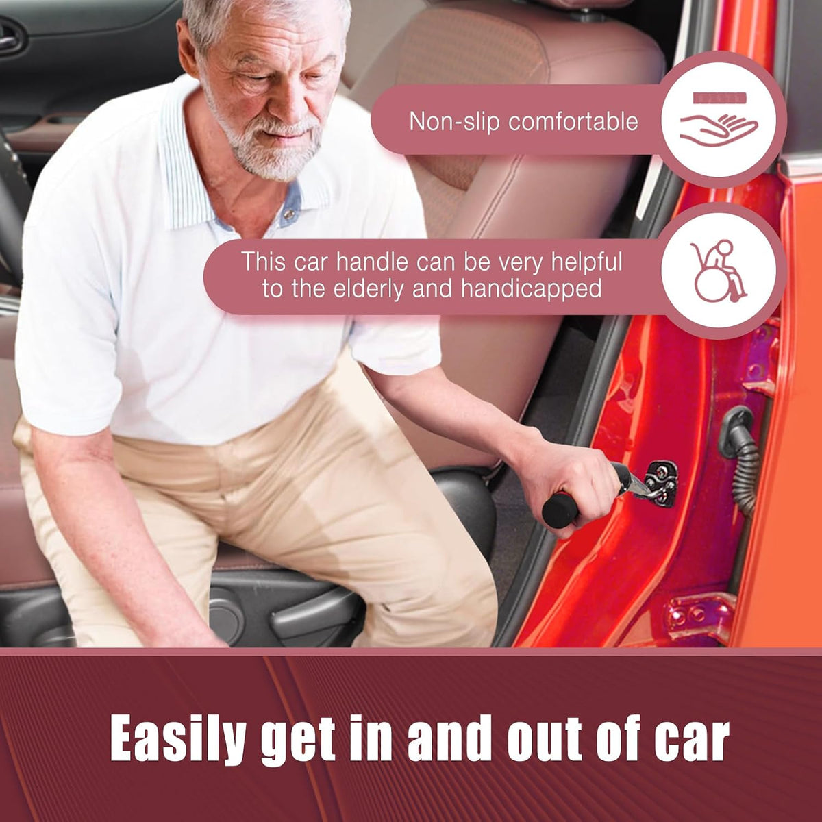 2 pcs Car Door Handle for Elderly Car Assist Support Handle Multifunction Car Door Latch Bar for Seniors and Handicapped
