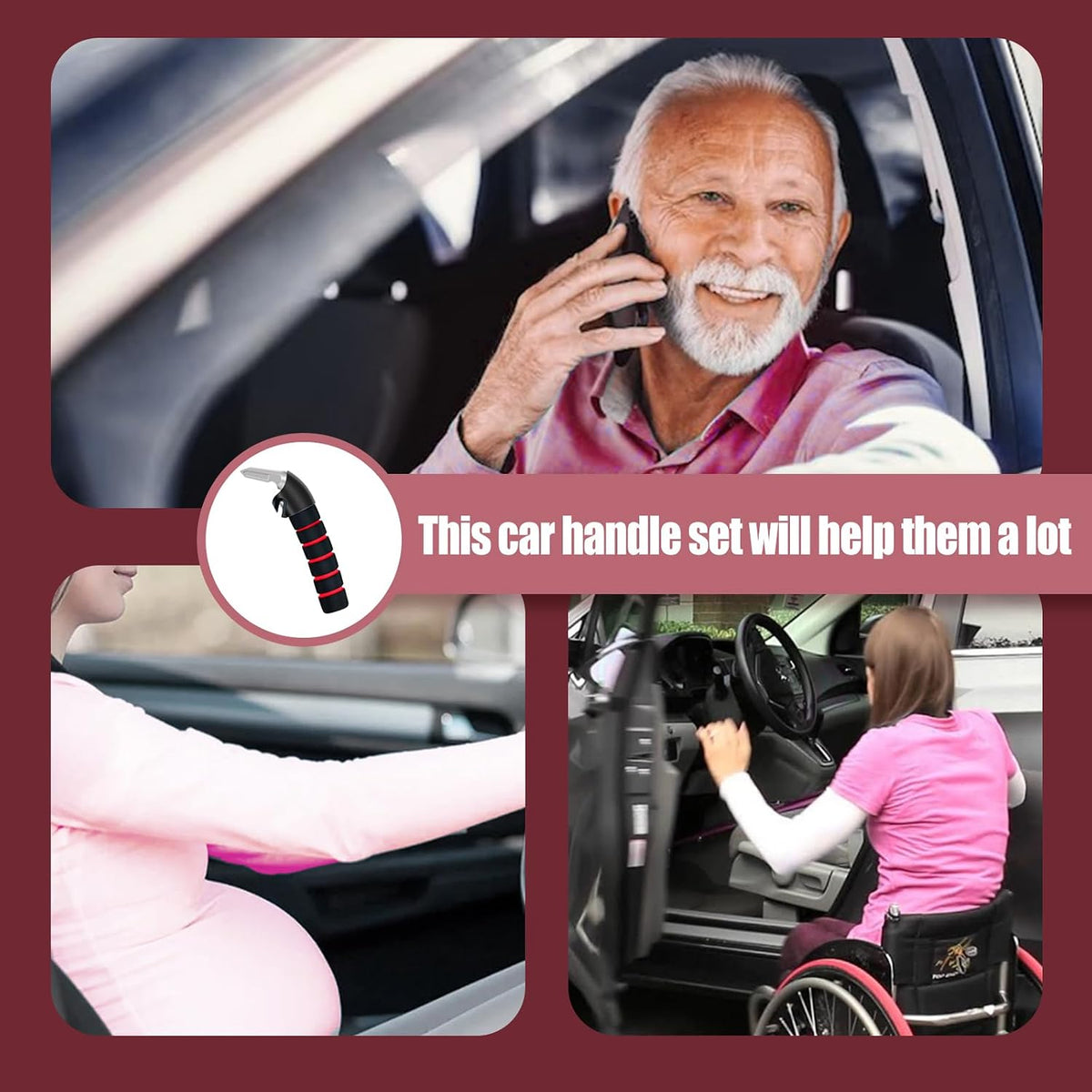 2 pcs Car Door Handle for Elderly Car Assist Support Handle Multifunction Car Door Latch Bar for Seniors and Handicapped