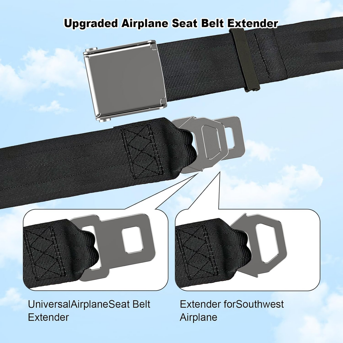 2-in-1 Airplane Seat Belt Extender – Adjustable Travel Seat Belt Extension