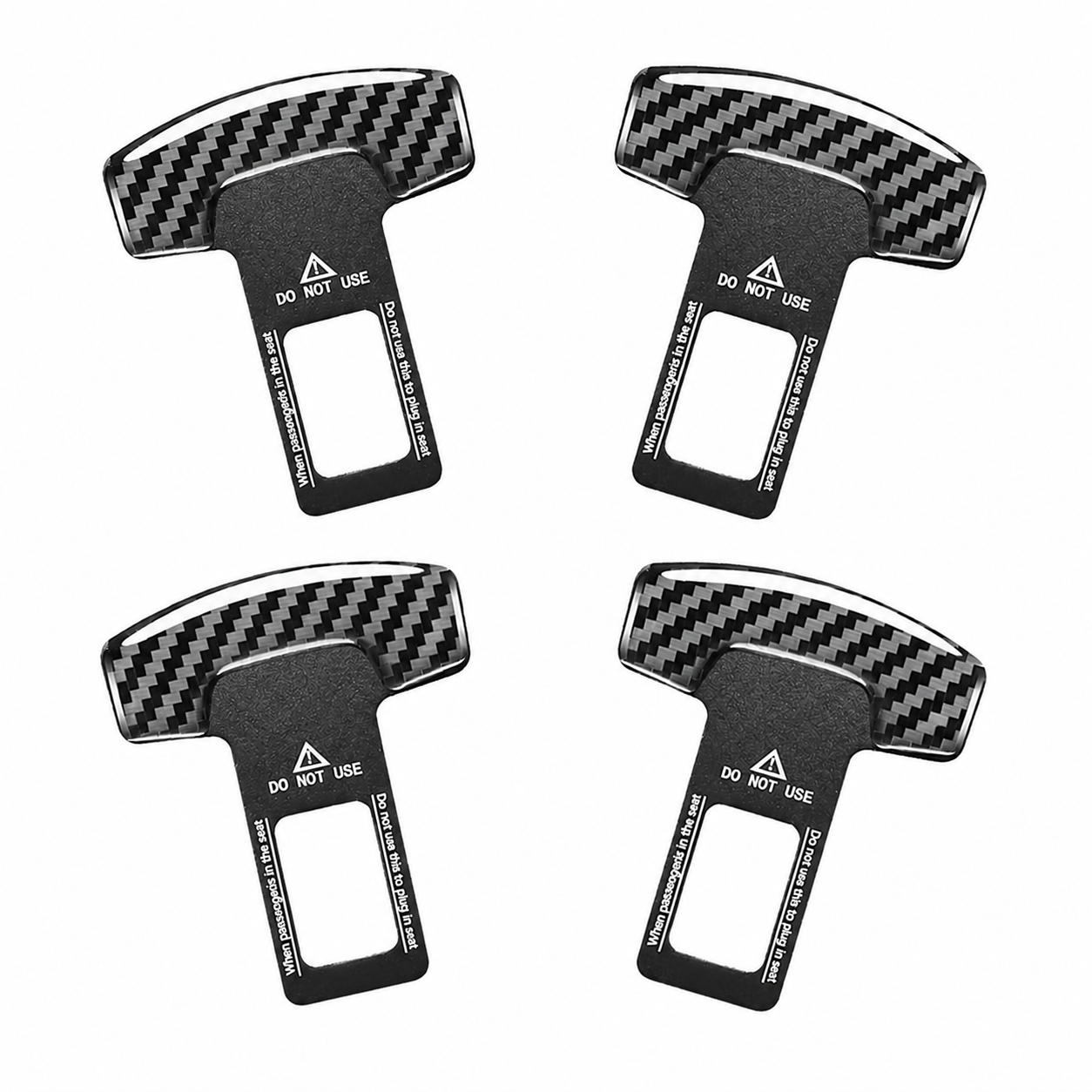 4Pcs Car Seat Alarm Canceller Seat Belt Silencer Metal Plug Carbon Fiber Texture Safety Car Seat Belt Clip Alarm Stopper for All Cars