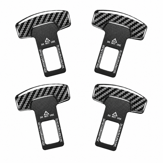 4Pcs Car Seat Alarm Canceller Seat Belt Silencer Metal Plug Carbon Fiber Texture Safety Car Seat Belt Clip Alarm Stopper for All Cars