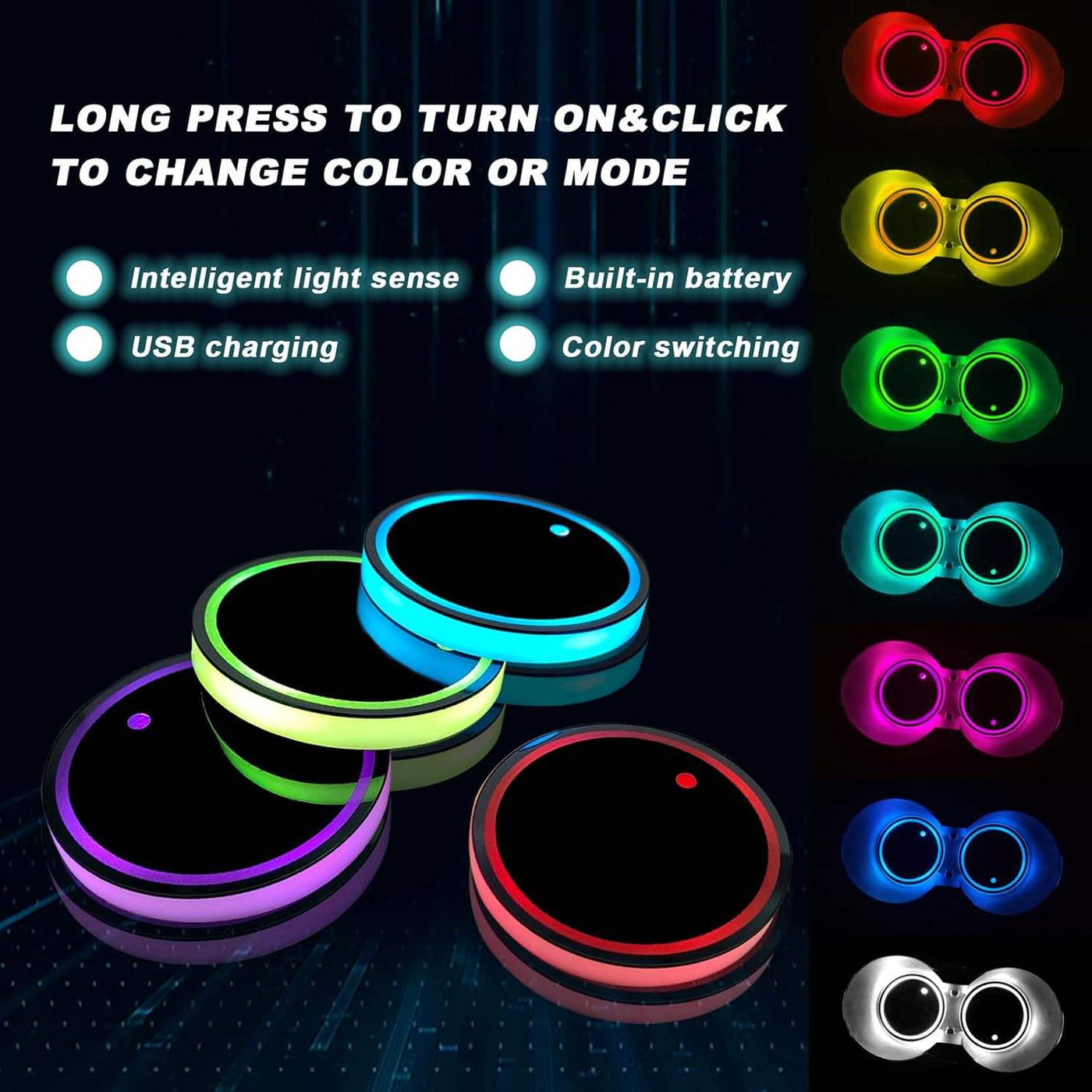 Kelenate OEM Logo Universal Fitment LED Cup Holder Lights-Warning Lamp for Retrofit/Upgrade