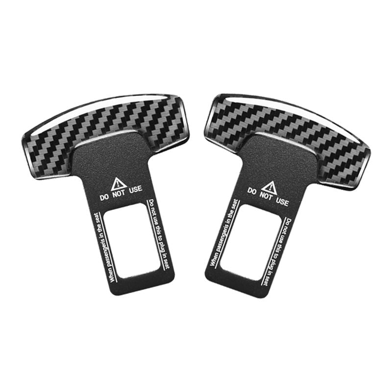 2-Pack Car Seat Alarm Canceller Seat Belt Silencer Metal Plug Carbon Fiber Texture Safety Car Seat Belt Clip Alarm Stopper for All Cars