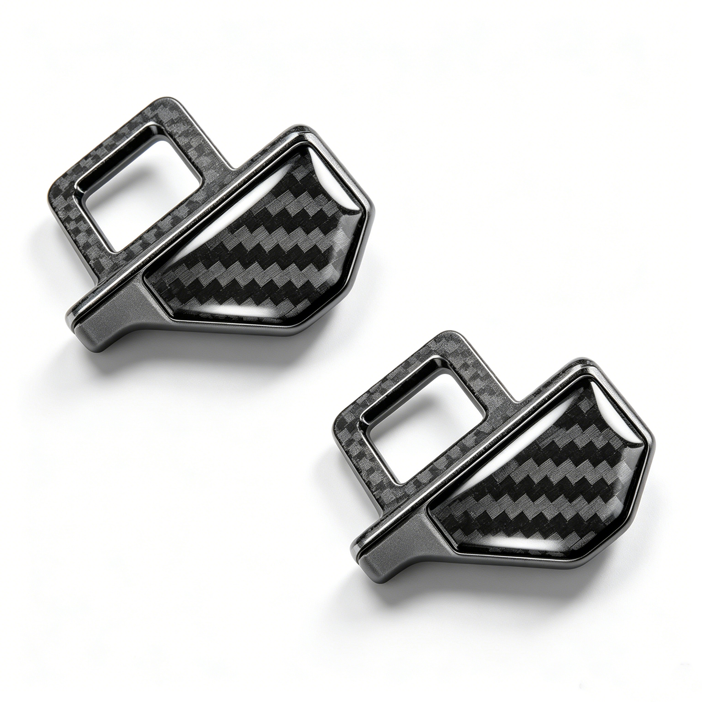 Universal Car Seat Belt Buckle Clip Carbon Fiber Auto Seat Belt Alarm Stopper Silencer Safety Belt Plug, Set of 2
