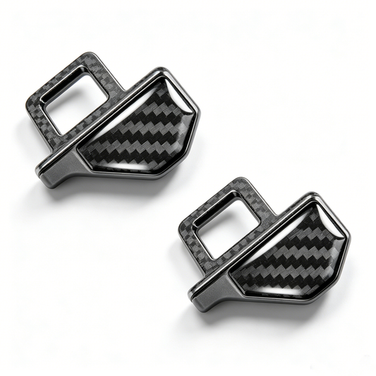 Universal Car Seat Belt Buckle Clip Carbon Fiber Auto Seat Belt Alarm Stopper Silencer Safety Belt Plug, Set of 2