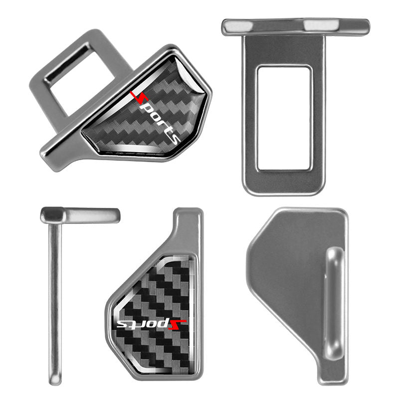 Universal Car Seat Belt Buckle Clip Carbon Fiber Auto Seat Belt Alarm Stopper Silencer Safety Belt Plug, Set of 2