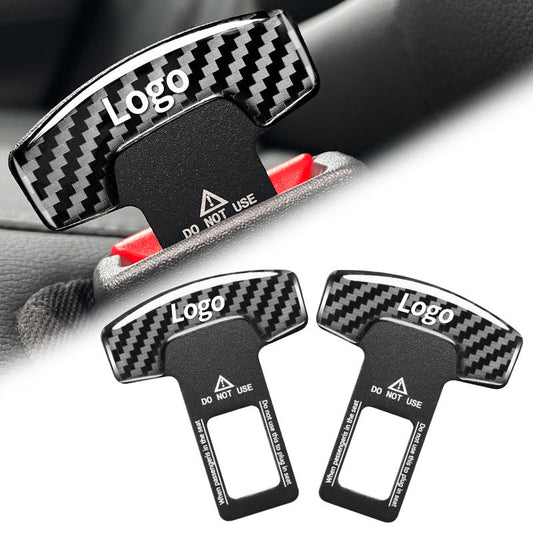2-Pack Car Seat Alarm Canceller Seat Belt Silencer Metal Plug Carbon Fiber Texture Safety Car Seat Belt Clip Alarm Stopper for All Cars