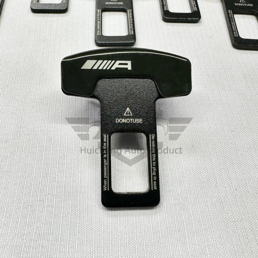 4-Pack Custom Logo Universal Car Seat Safety Belt Clip Alarm Stopper Silencer for BMW HONDA NISSAN AUDI AMG RS FORD Mercedes-Benz
