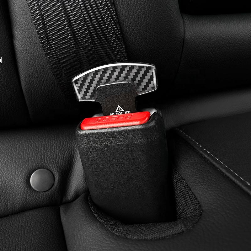2-Pack Car Seat Alarm Canceller Seat Belt Silencer Metal Plug Carbon Fiber Texture Safety Car Seat Belt Clip Alarm Stopper for All Cars