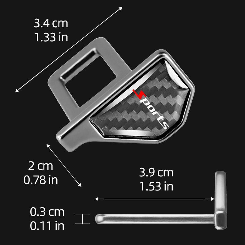 Universal Car Seat Belt Buckle Clip Carbon Fiber Auto Seat Belt Alarm Stopper Silencer Safety Belt Plug, Set of 2