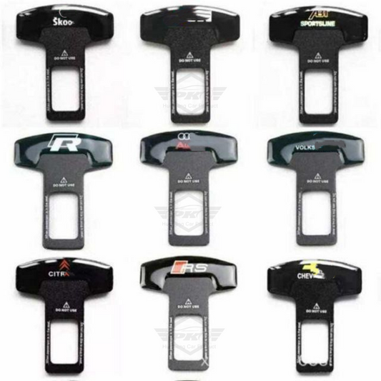4-Pack Custom Logo Universal Car Seat Safety Belt Clip Alarm Stopper Silencer for BMW HONDA NISSAN AUDI AMG RS FORD Mercedes-Benz